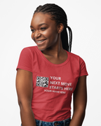 Your Next Move Starts here QR code Customized Real Estate T-shirt
