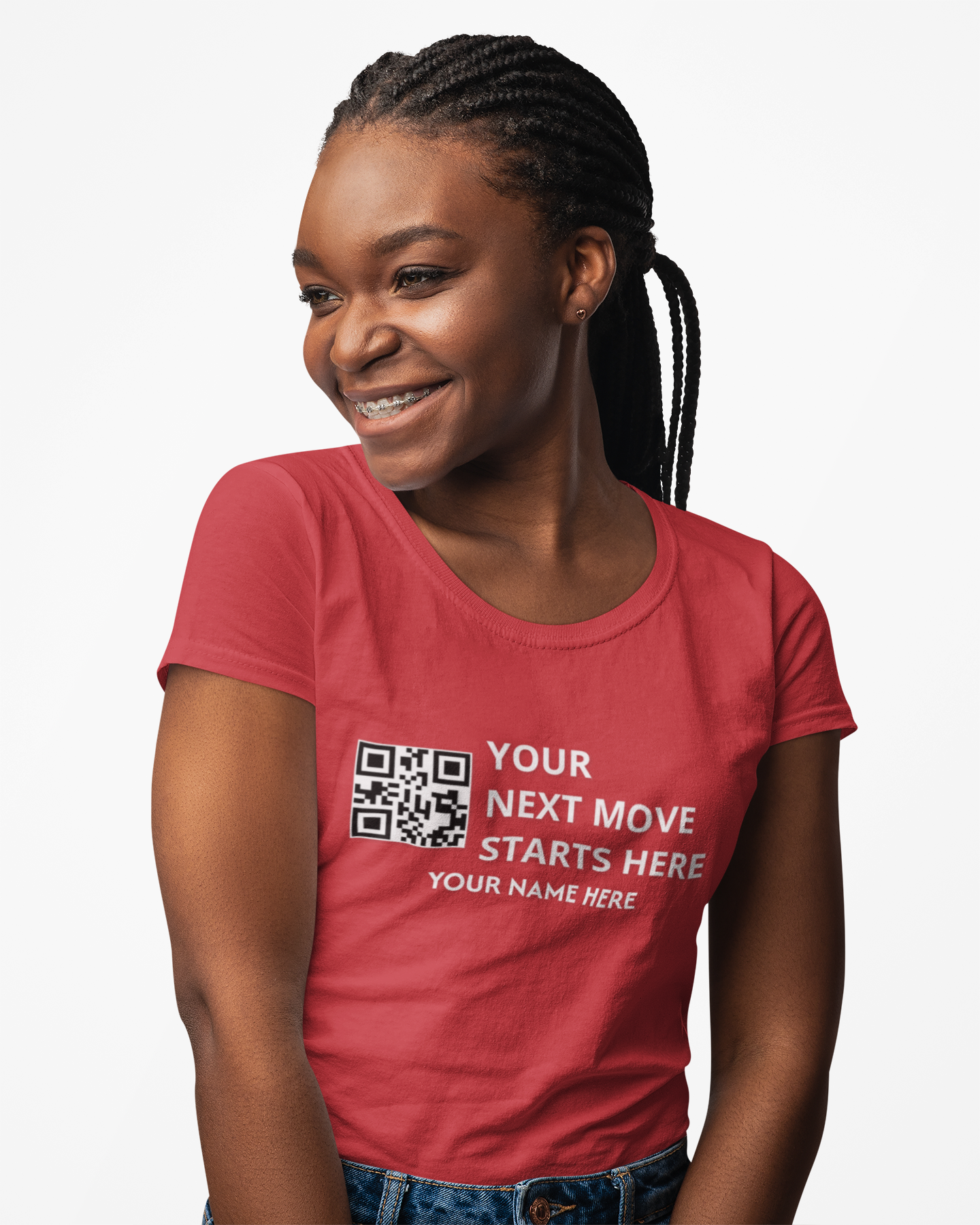 Your Next Move Starts here QR code Customized Real Estate T-shirt