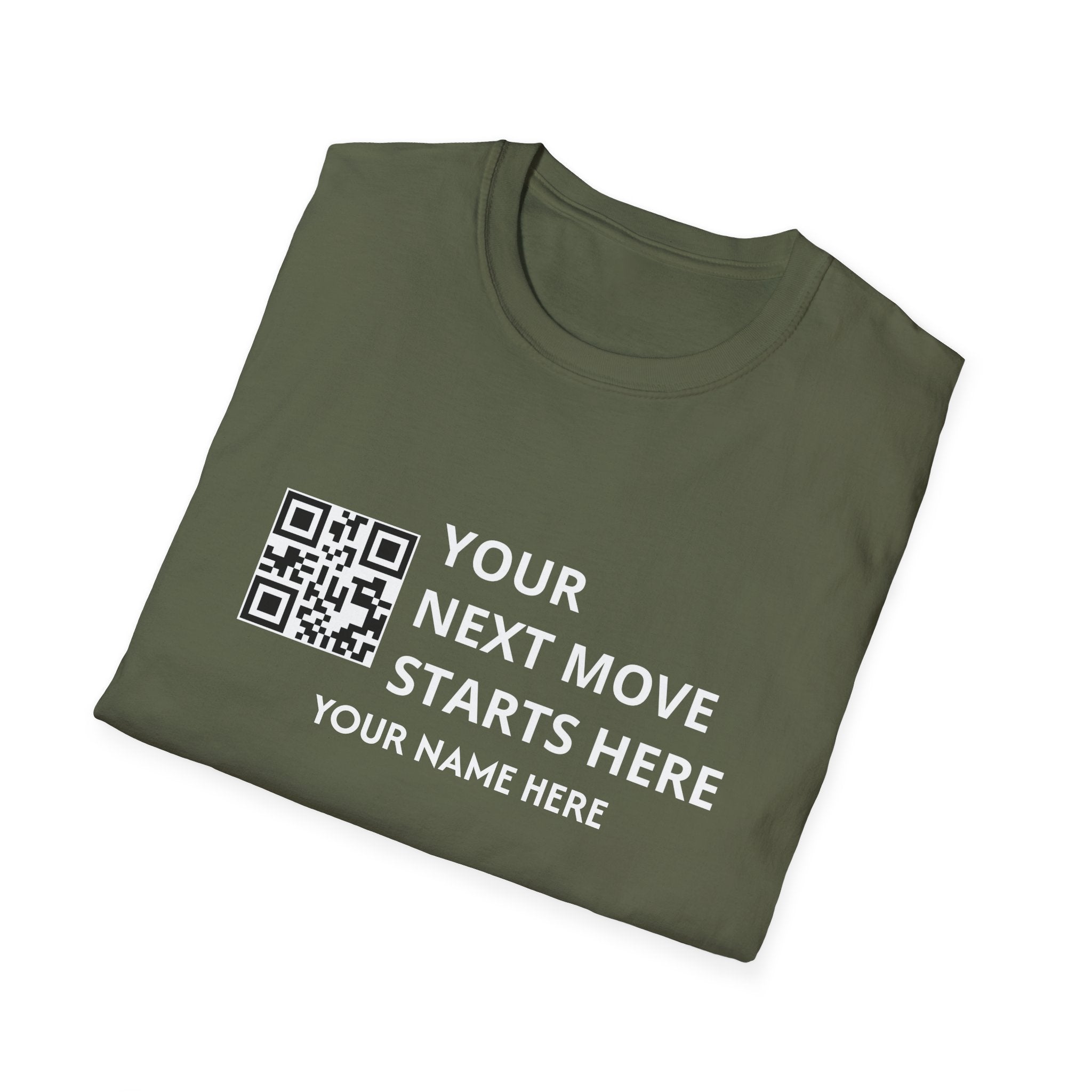 Your Next Move Starts here QR code Customized Real Estate T-shirt